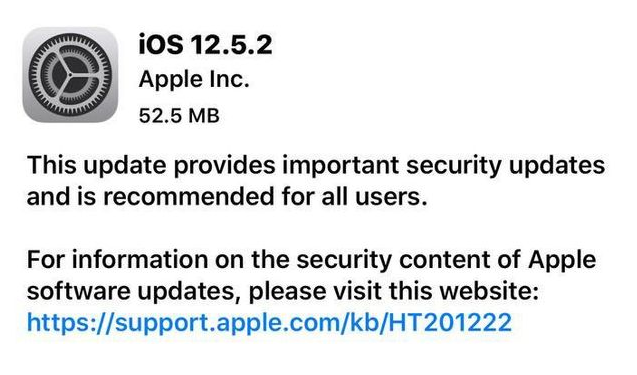 封丘苹果手机维修分享iOS12.5.2发布，建议所有老苹果用户安装 